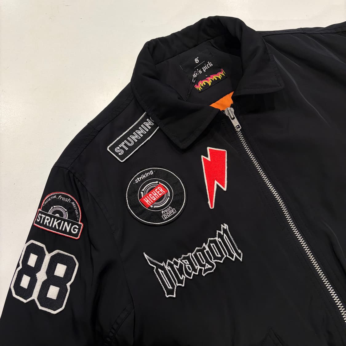 [L] 에잇세컨즈 지드래곤 블랙 패치 봄버 자켓 B278 상품이미지3