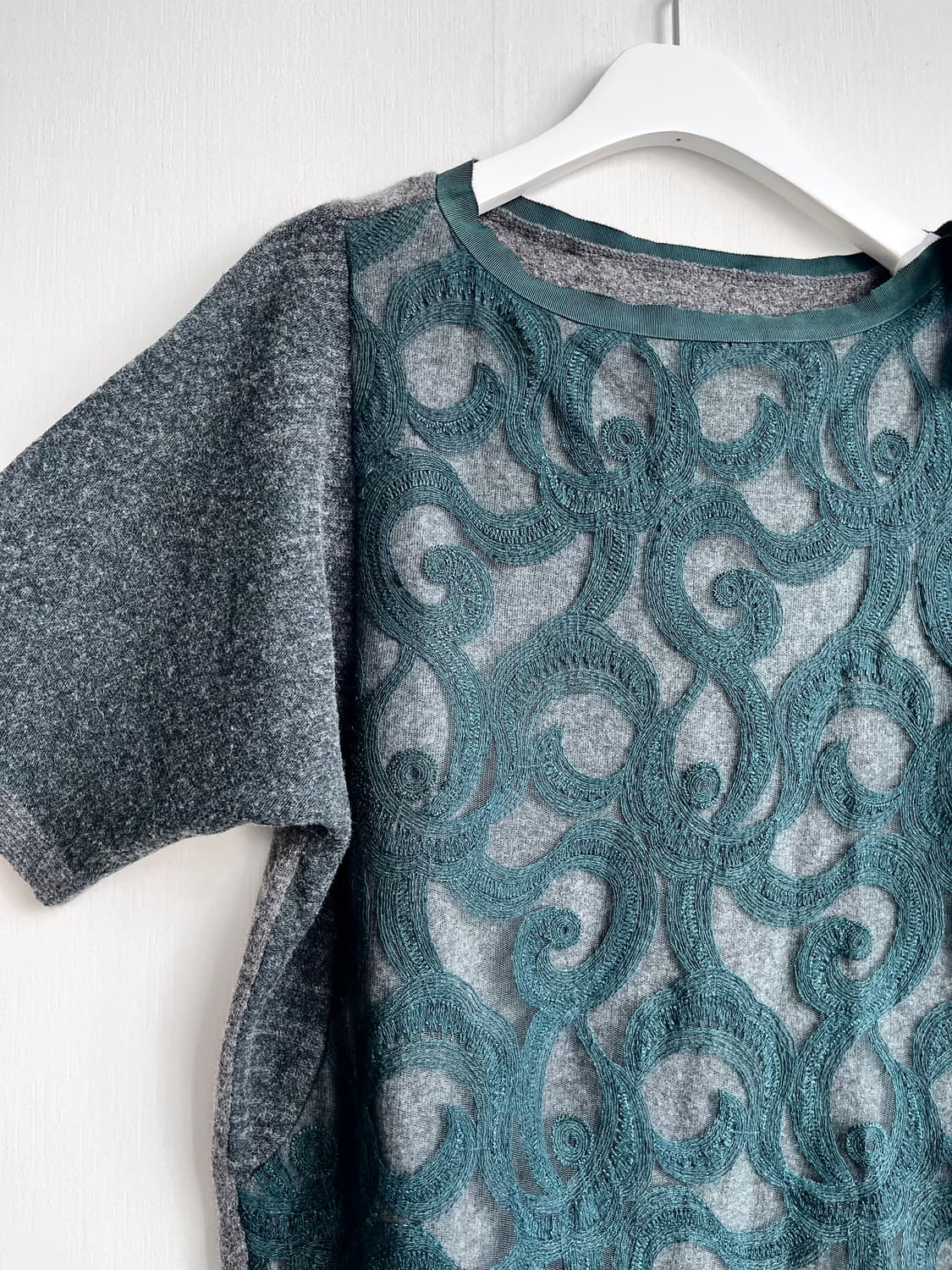 청록색 레이스 니트 티 상품이미지3