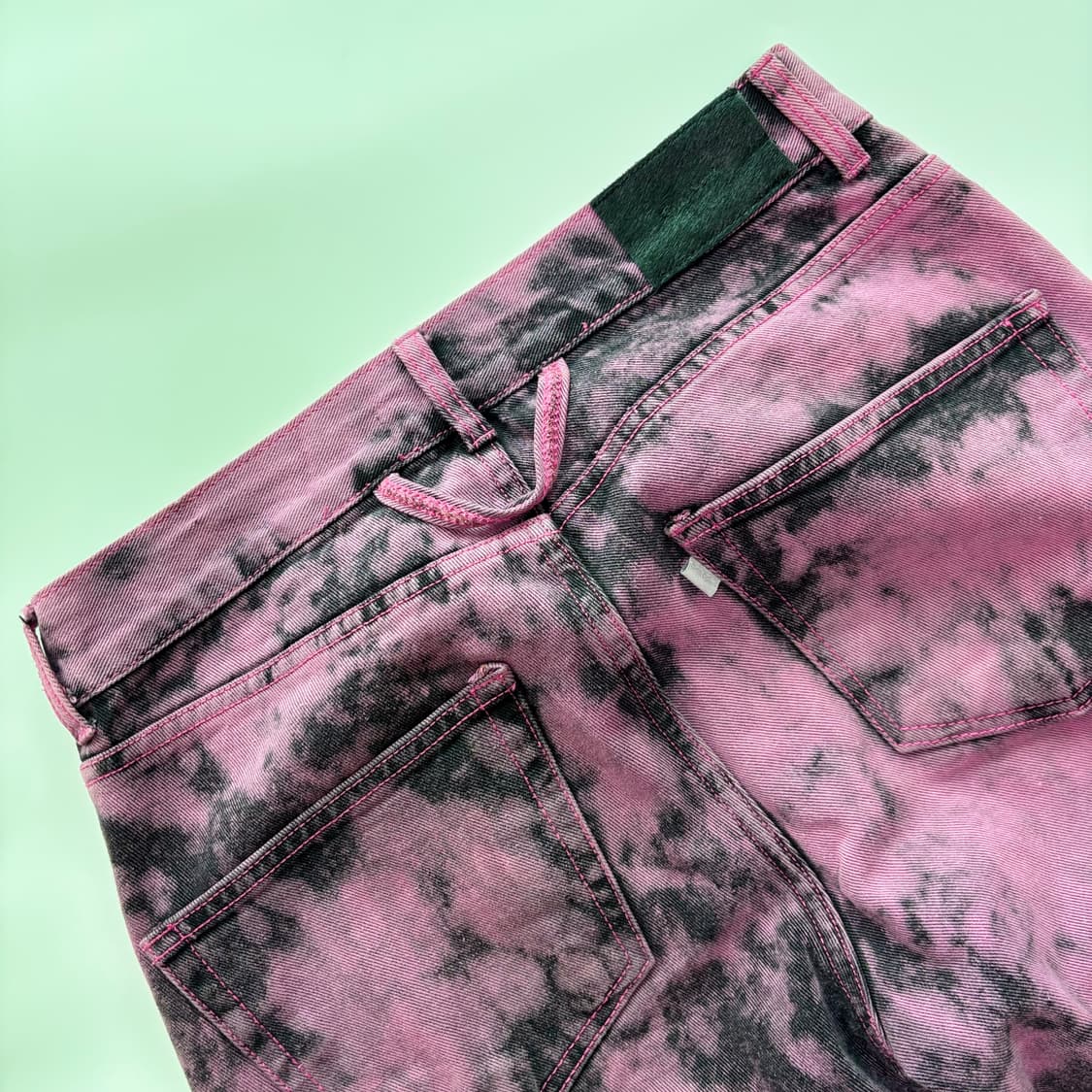 친다운(CHIN DOWN) 퍼플 다이 블리치 워싱 데님 상품이미지5