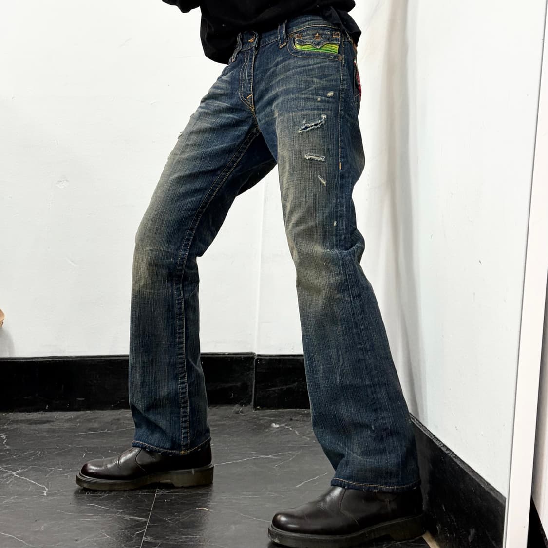 트루릴리전 레인보우 데미지 데님 팬츠 상품이미지1