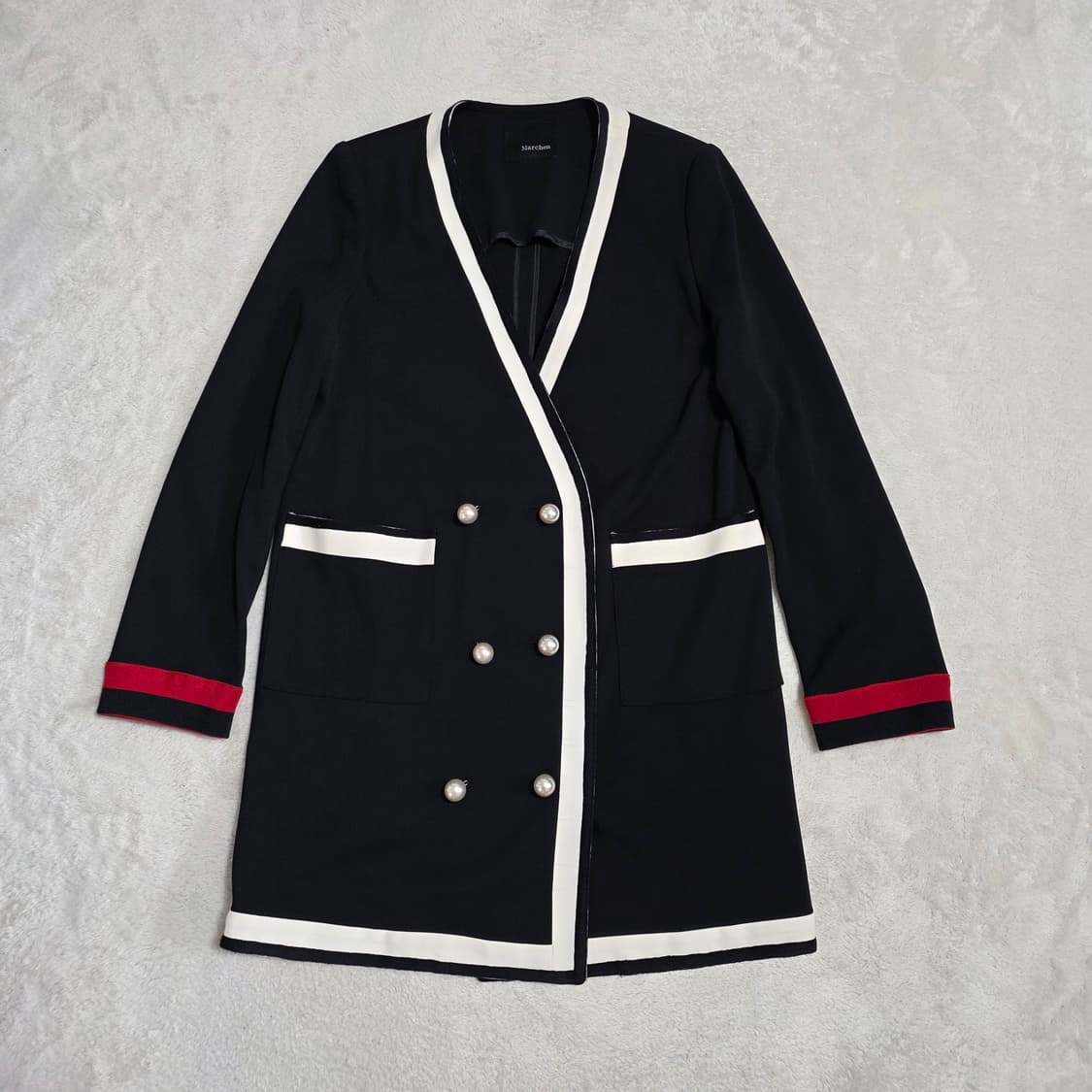 (55)여성 메르헨 블랙 배색 펄버튼 자켓 상품이미지1