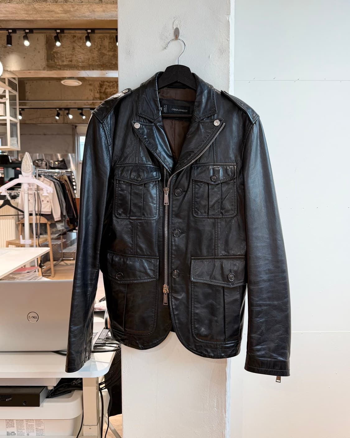 디스퀘어드2 블랙 램스킨 레더 자켓  상품이미지2