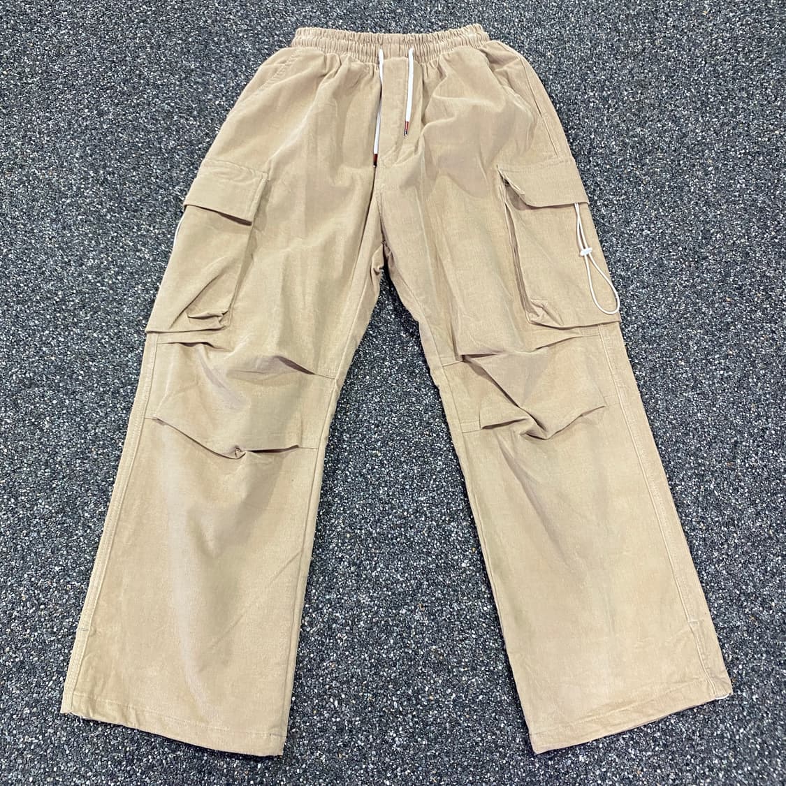 빈티지 립스탑 카고 베이지 스트링 조거 팬츠 B3770 상품이미지3