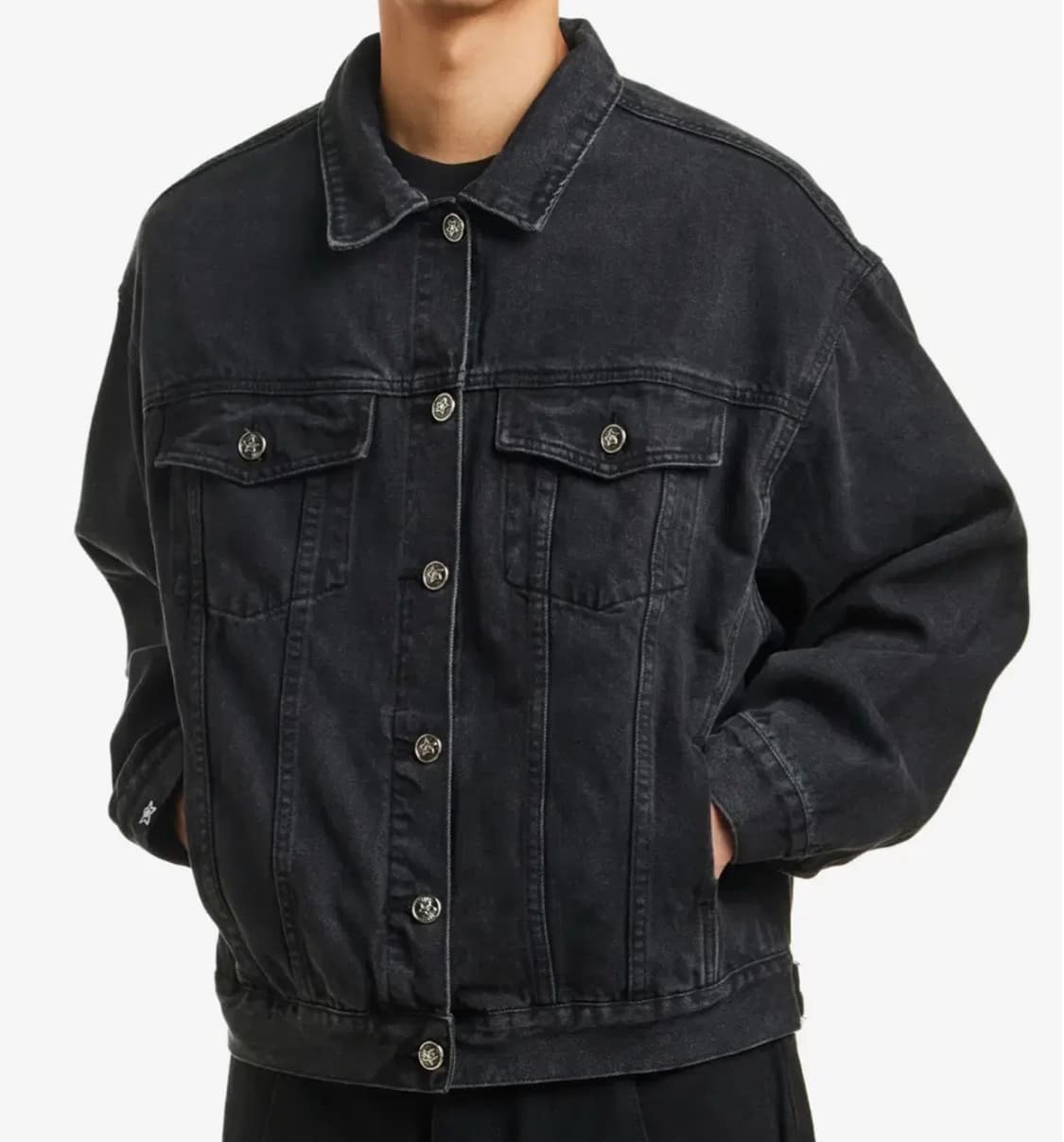 스타팀 데님 버튼업 자켓 블랙 상품이미지1
