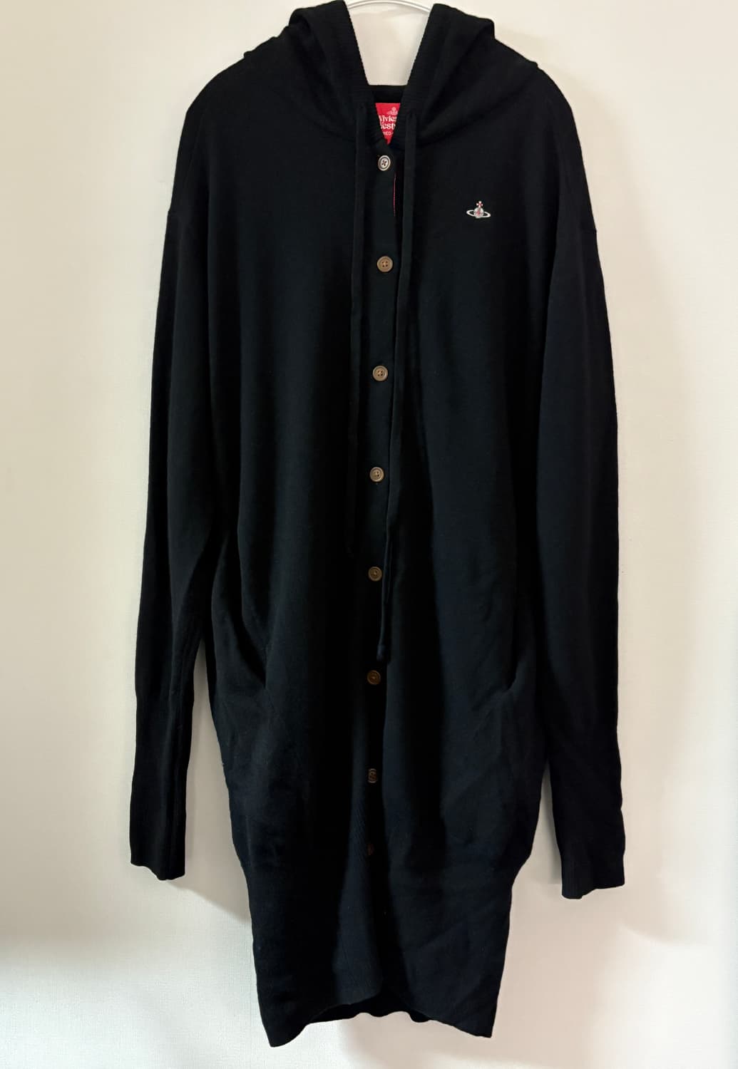 비비안웨스트우드 레드라벨 화이트 orb 로고 블랙 롱 니트 후디 상품이미지1