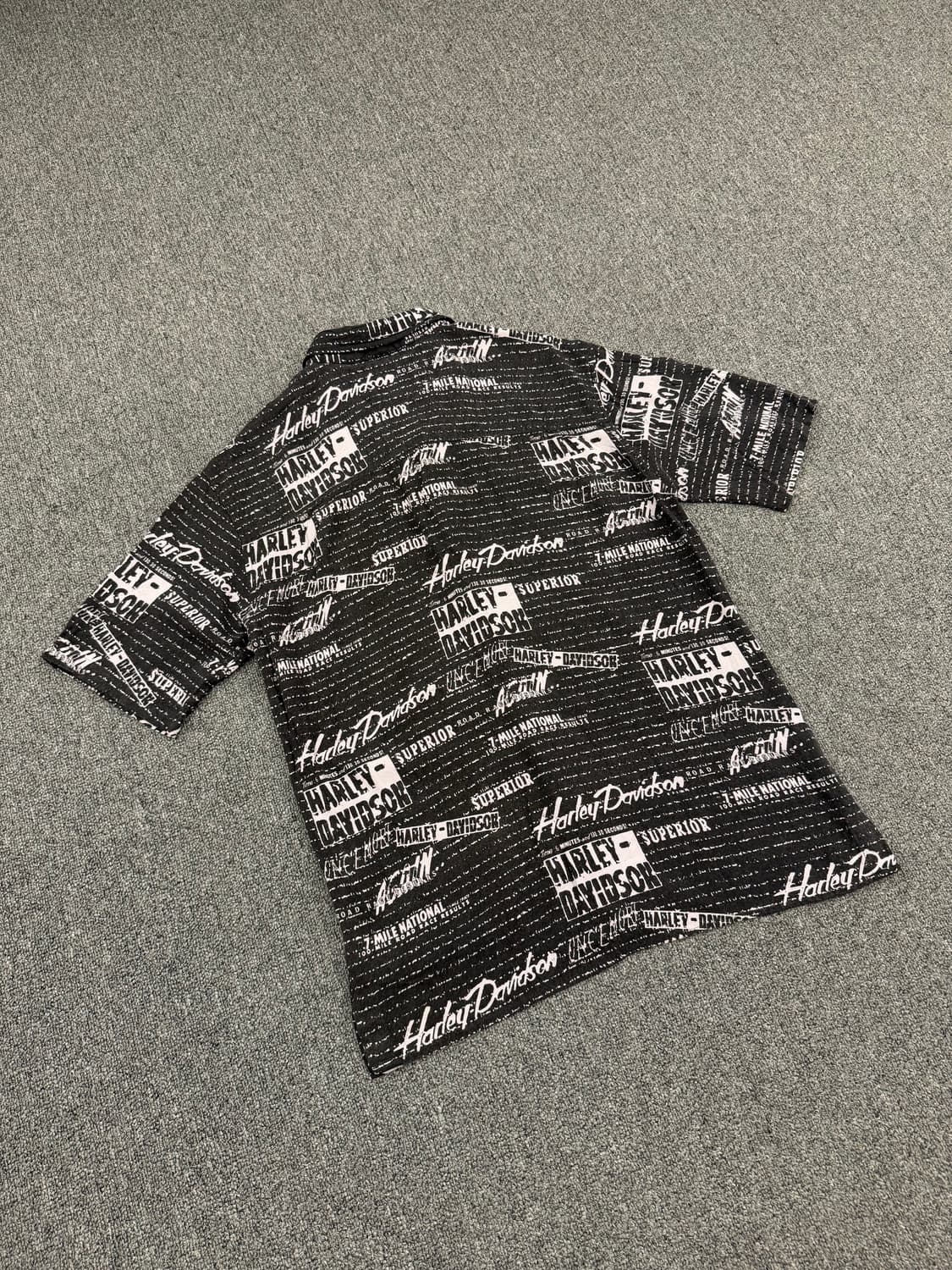 S) 할리데이비슨 빈티지 레터링 패턴 반팔 셔츠 상품이미지3