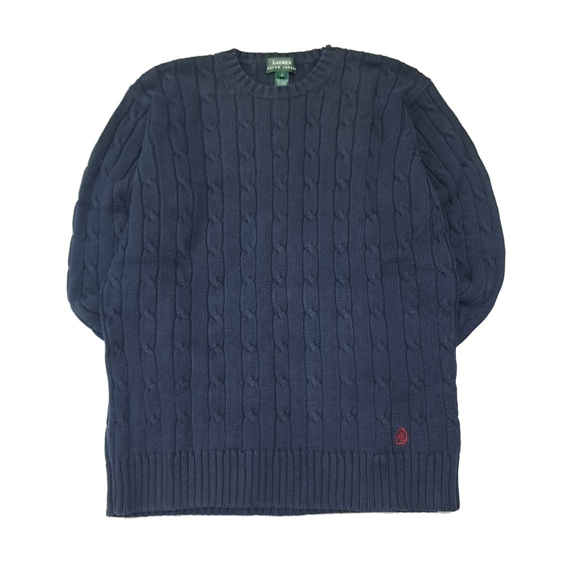 CL094 S 로렌 랄프로렌 레드 크레스트 자수 다크 네이비 케이블 니 상품이미지1