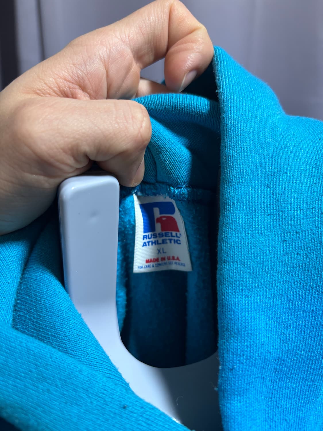 [XL]러셀 애슬레틱 후드 틸 블루 made in usa 상품이미지3