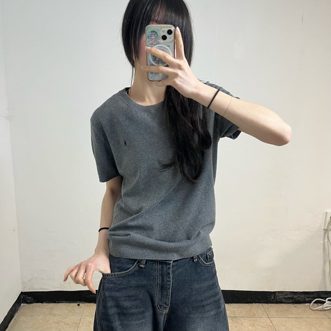 Polo grey knit t-shirt 상품이미지2