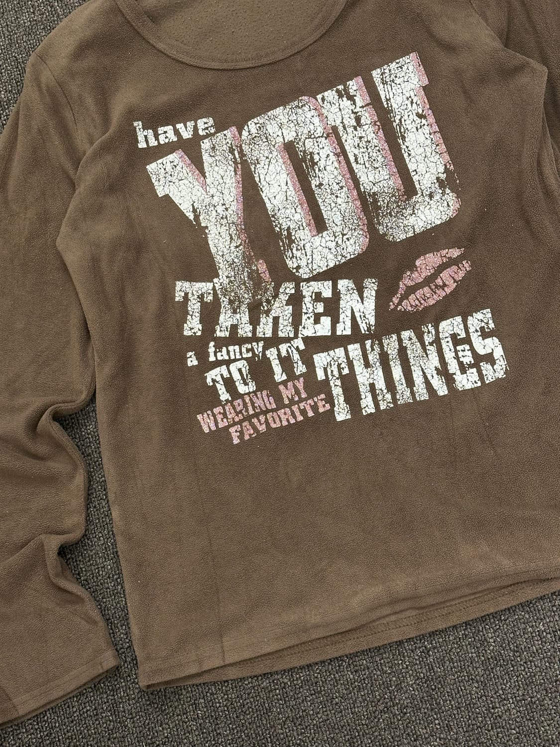 OS)Chami Chami vintage 레터링 그래픽 플리스 롱슬리브 상품이미지4