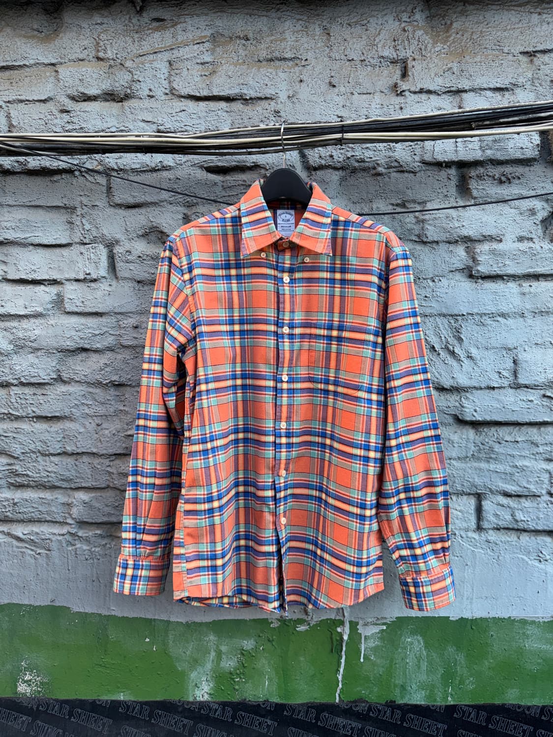 Brooksbrothers 브룩스브라더스 오렌지 체크 셔츠(s) 상품이미지1