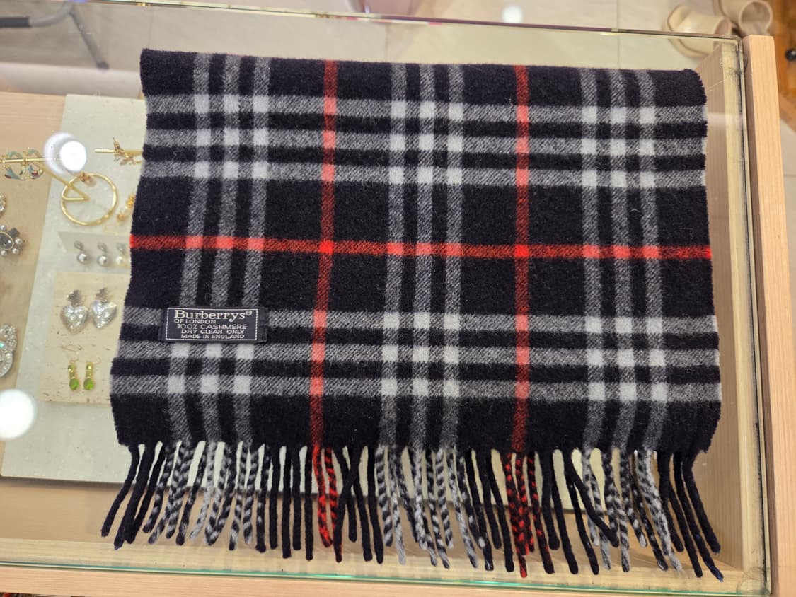 버버리 캐시미어 노바체크 머플러 네이비 상품이미지1