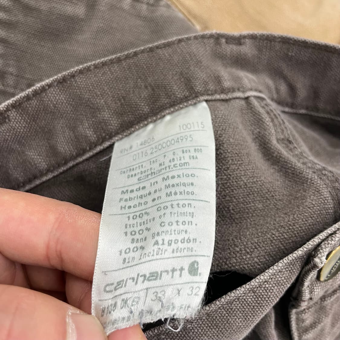 칼하트 OG 더블니 다크브라운 덕캔버스 카펜터 페이딩 와이드 워크팬츠  상품이미지6
