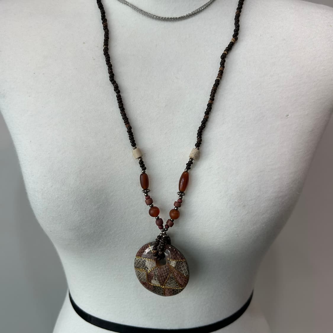 빈티지 에스닉 브라운스톤 목걸이 상품이미지4