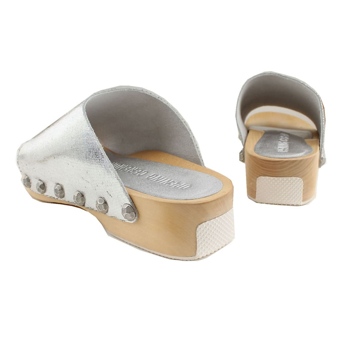 오프닝세레모니 메탈릭실버 바디 우드굽 슬리퍼 37 상품이미지5