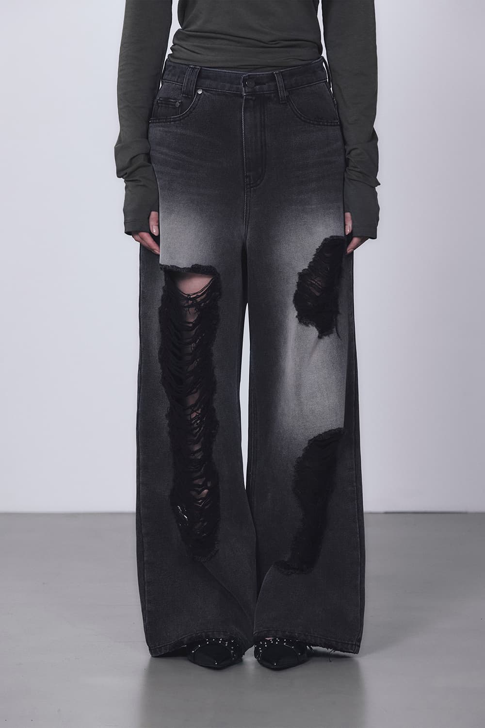 트리밍버드 스크래치 데님 팬츠 상품이미지2