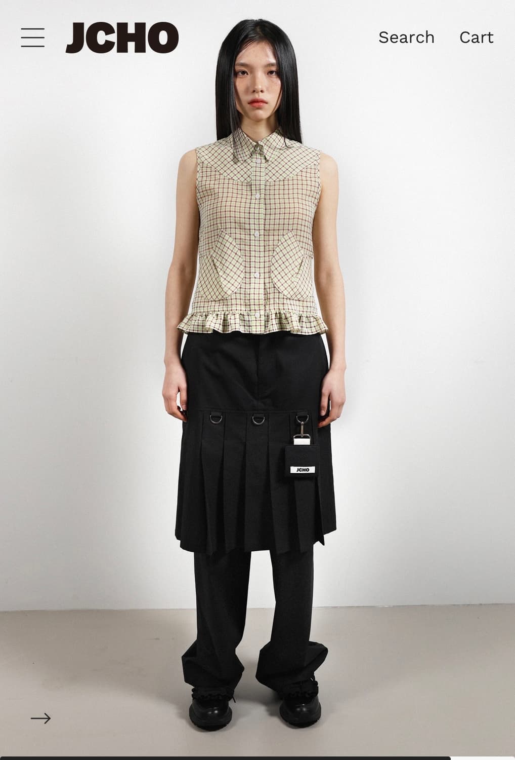 JCHO 플리츠 스커트 팬츠 블랙 S 상품이미지2