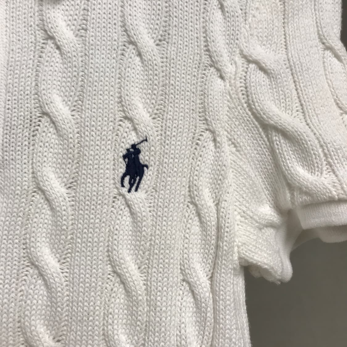폴로 랄프로렌 QR 니트 반팔 카라티 화이트 S(W) 상품이미지4