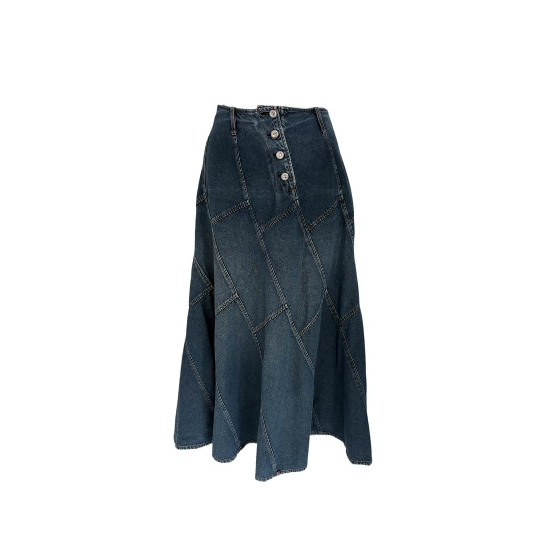 diagonal cut denim long skirt 상품이미지1