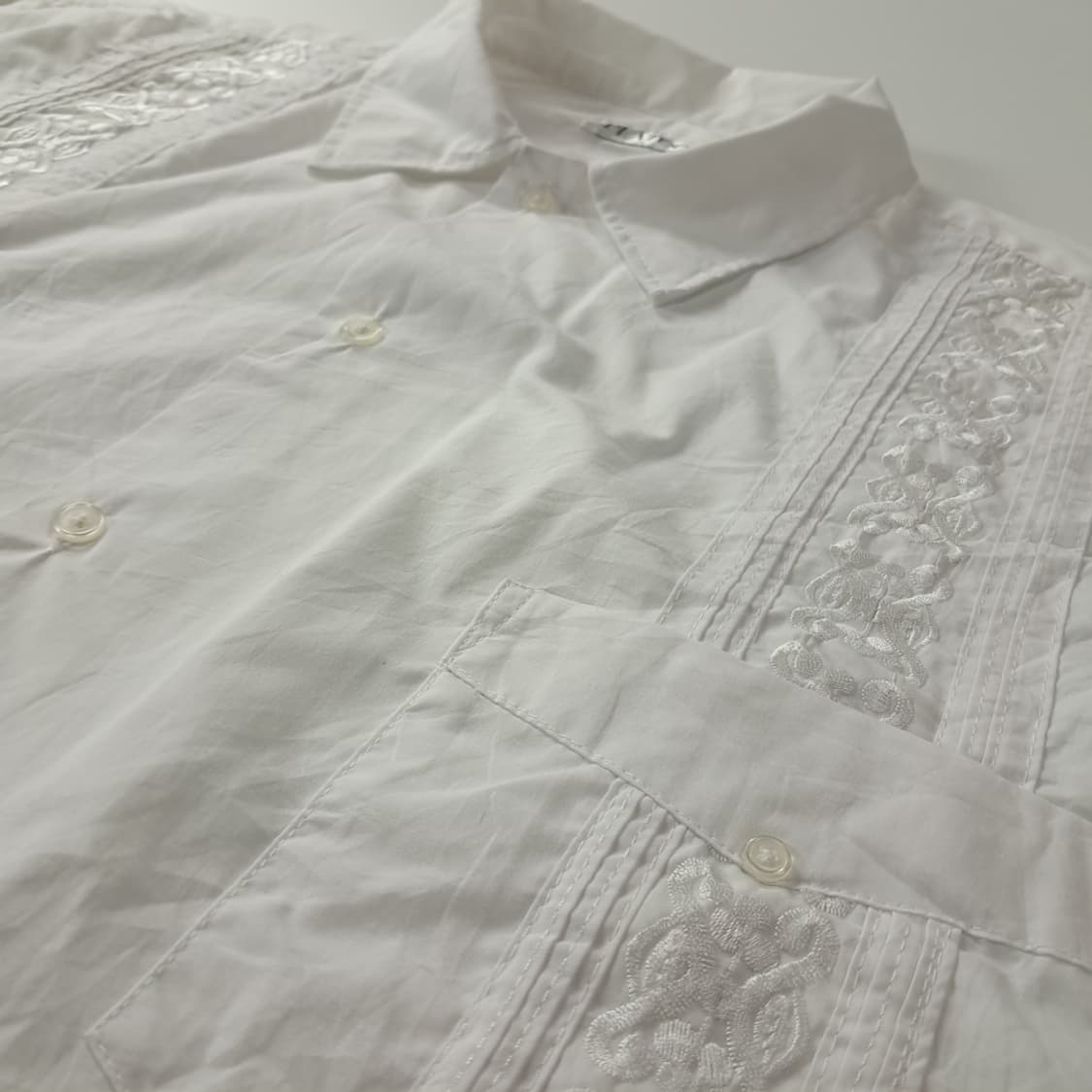 CK399 4XL 플래툰 00s 화이트 4포켓 과야베라 반팔 셔츠 남방 상품이미지4