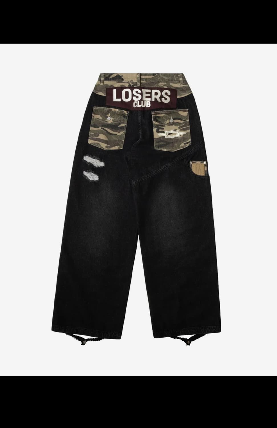 카모 믹스 데미지 와이드 데님팬츠 상품이미지5