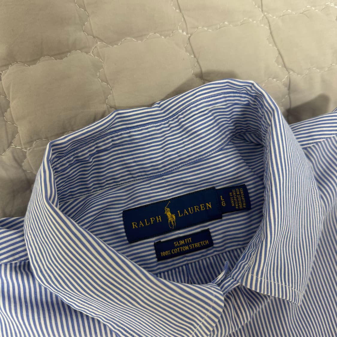 폴로 랄프로렌 블루 스트라이프 포플린 셔츠 슬림핏 L 상품이미지3