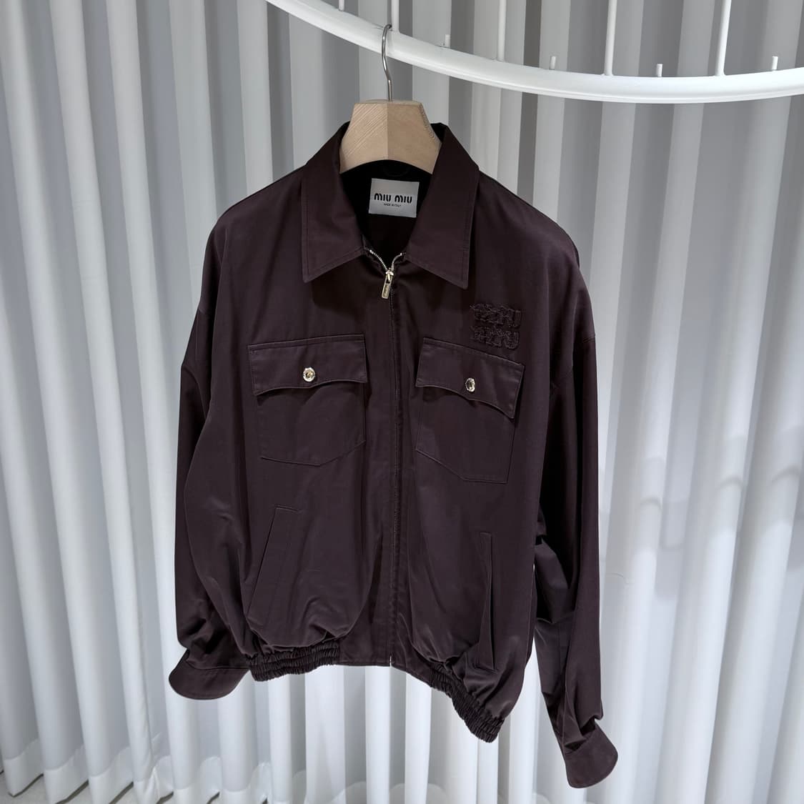40 / 미우미우 워시드 개버딘 코코아 브라운 블루종 자켓 상품이미지2