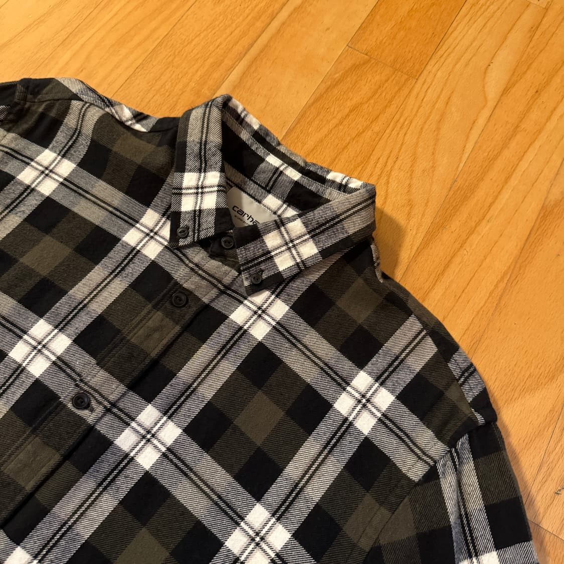 칼하트 WIP 플란넬 체크 셔츠 카키 L 상품이미지2