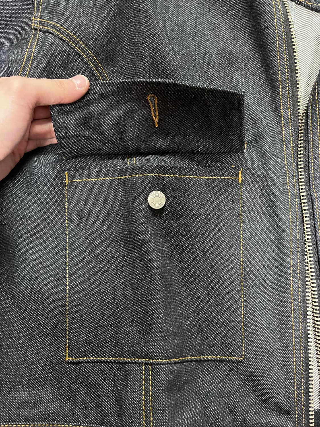 앤더슨벨 21ss 벨티드 바이커 데님 자켓 인디고 셀비지 XL 상품이미지4