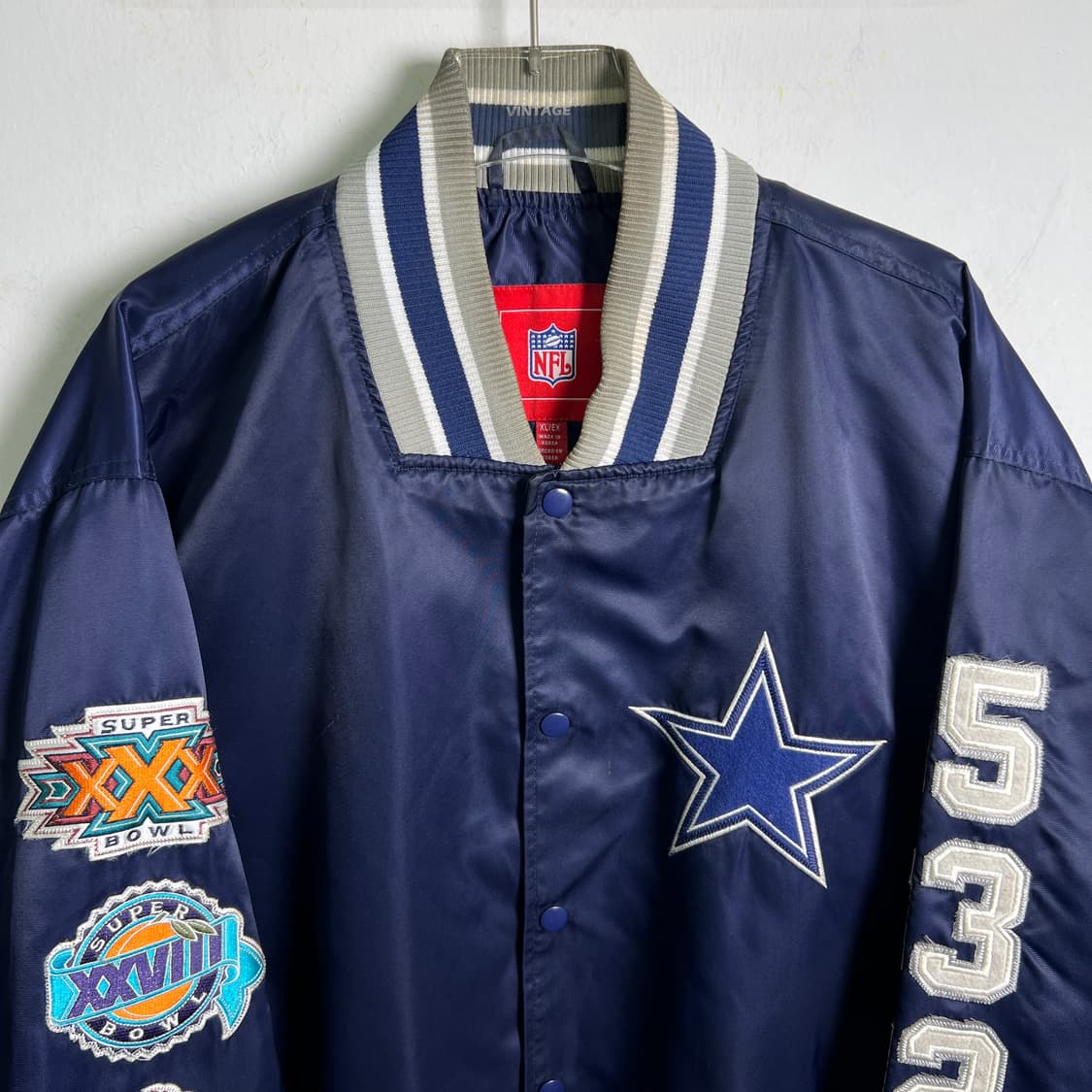 NFL 댈러스 카우보이 슈퍼볼 우승 기념 빈티지 새틴 바시티 자켓 XL 상품이미지5