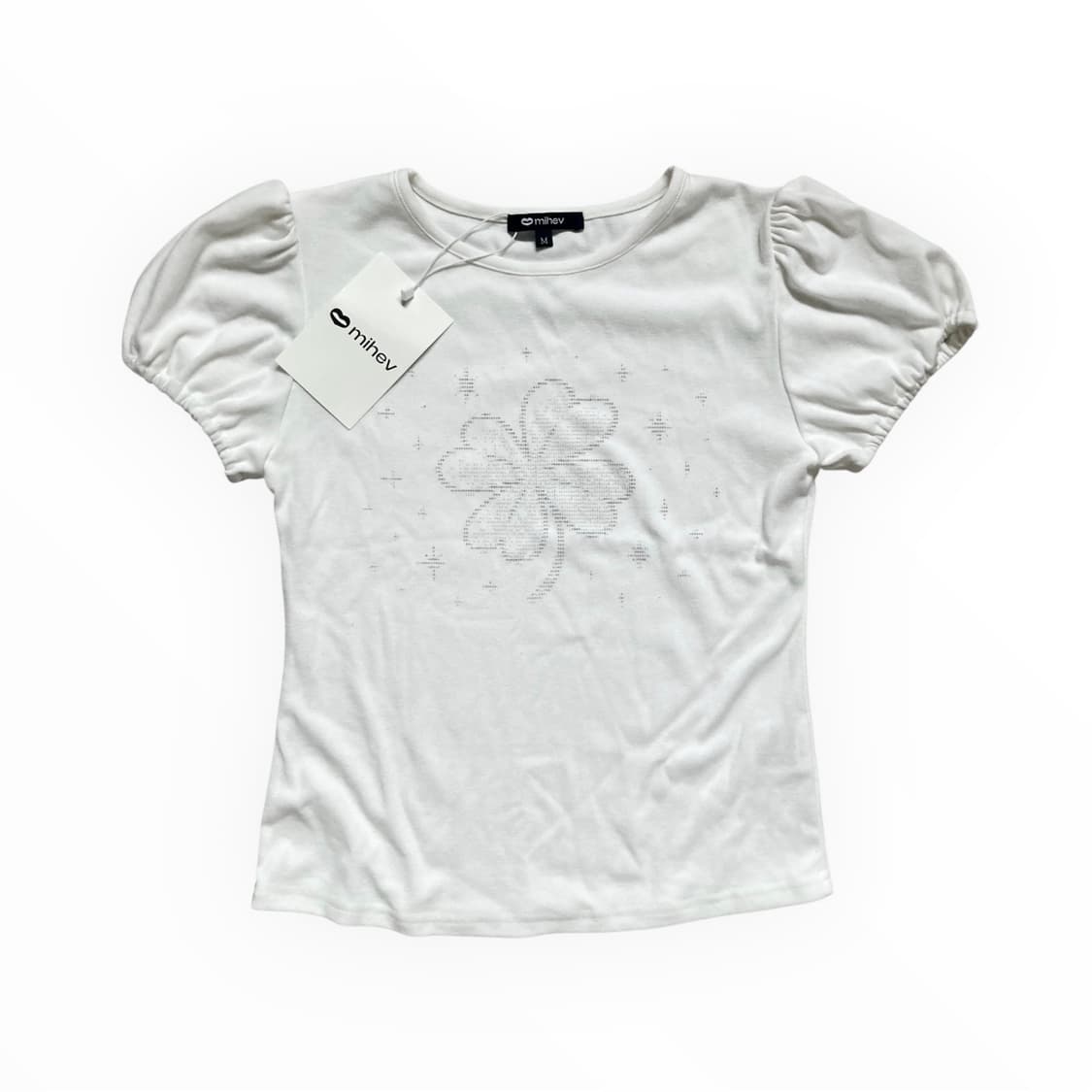 미헤브 클로버 퍼프 티셔츠 화이트 상품이미지1