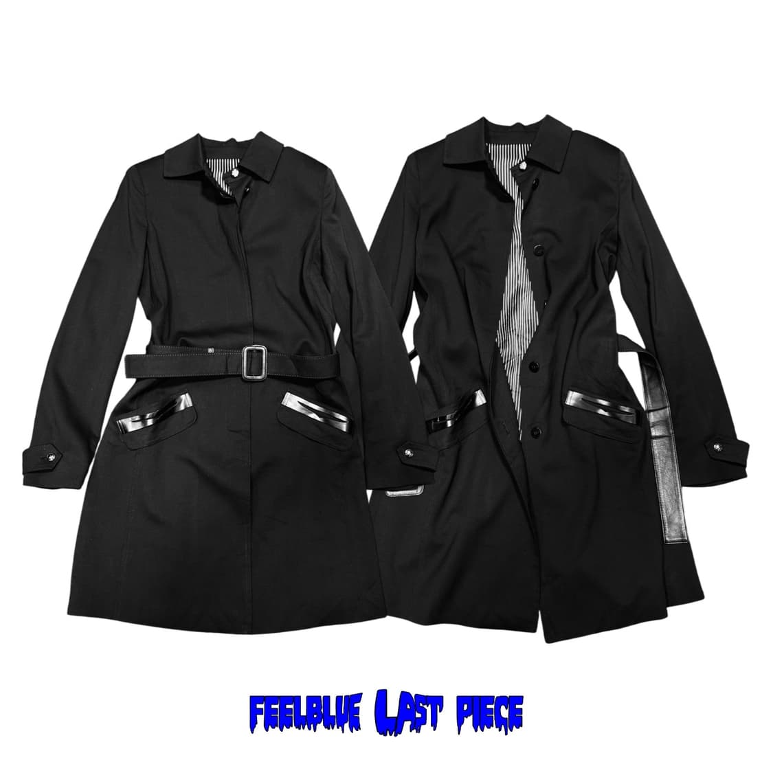 Leather Detail Accents Coat 고스펑크 트렌치 코트 상품이미지2