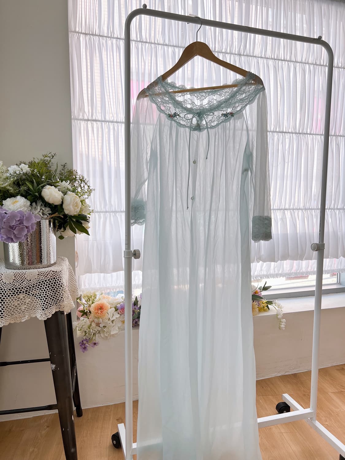 민트 레이스 맥시 나이트드레스 상품이미지2