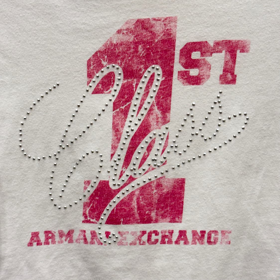 아르마니 익스체인지 로고 프린트 스터드 장식 반팔 티셔츠 그래픽 화이트 상품이미지6