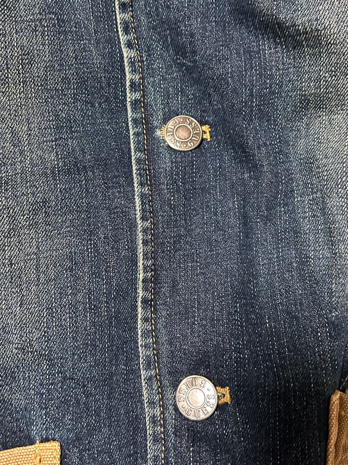 게스 진 배색 워싱 워크 청자켓 상품이미지3