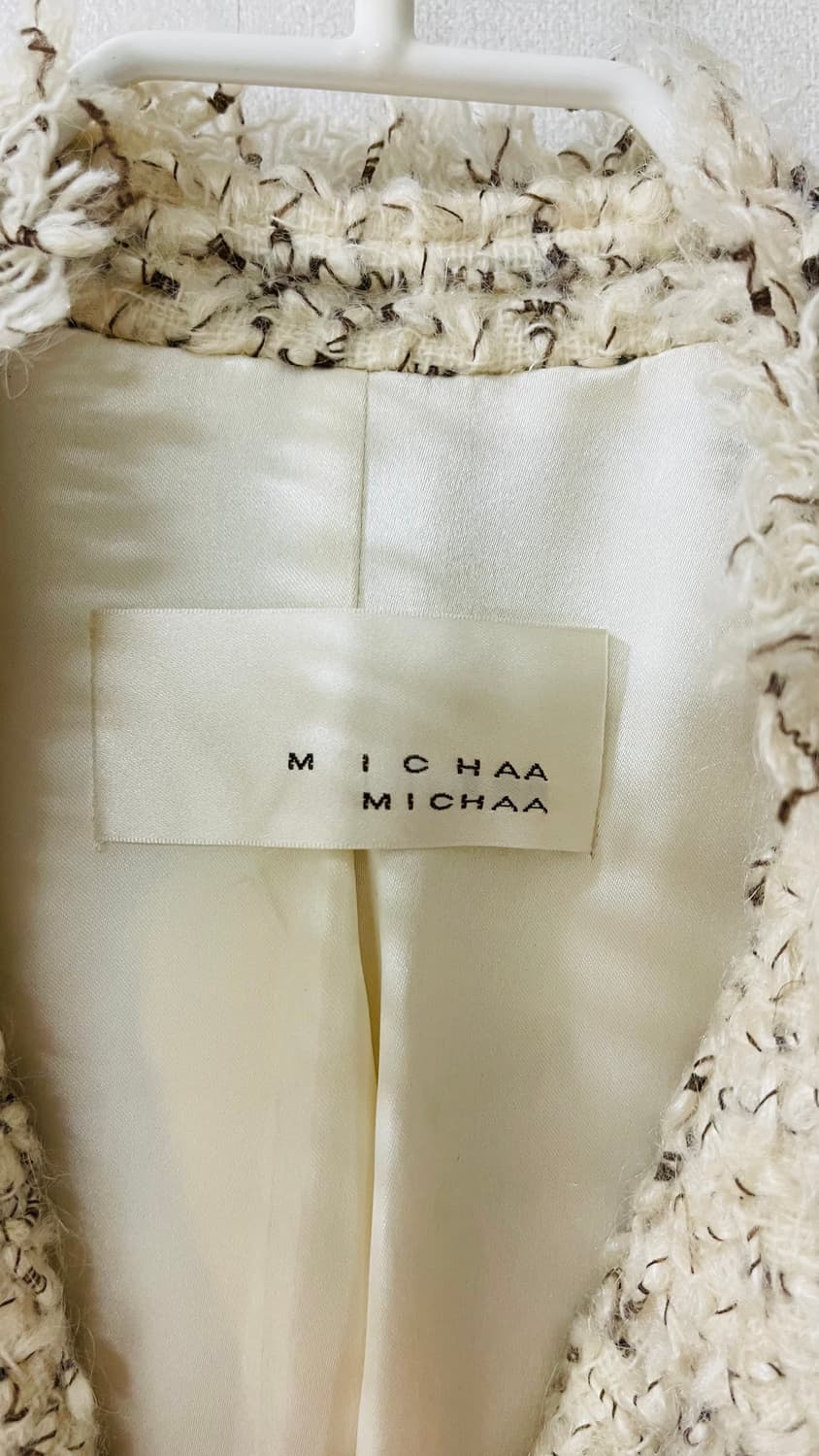 미샤 michaa 고급스러운 아이보리 트위드 롱 코트 150만원대 구매. 상품이미지5