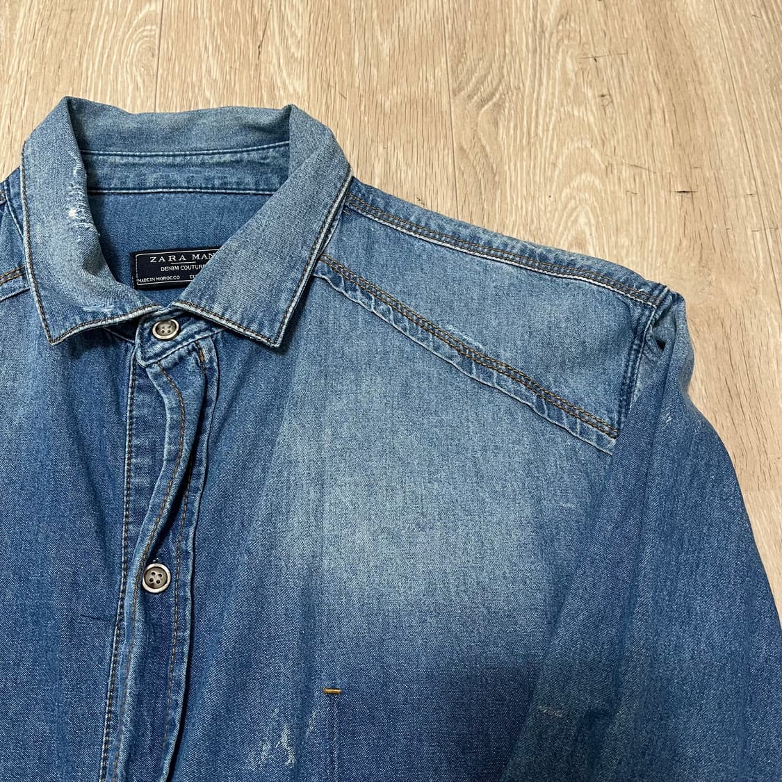 자라 ZARA MAN 슬림 핏 데님 셔츠 S(90) 상품이미지2