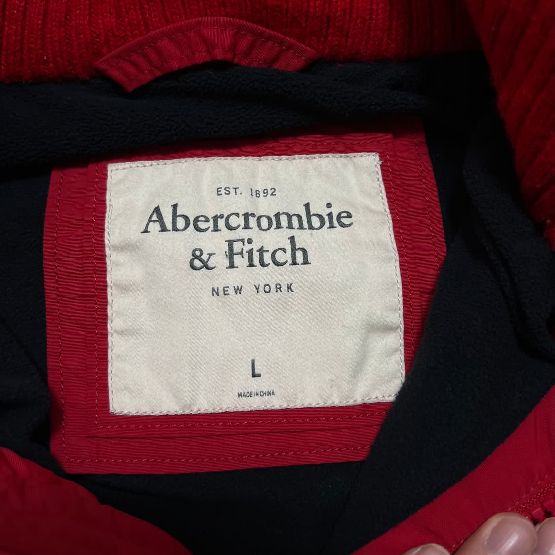 아베크롬비 여성 니트 트리밍넥 후드 바람막이 점퍼 [레드] L/100 상품이미지6