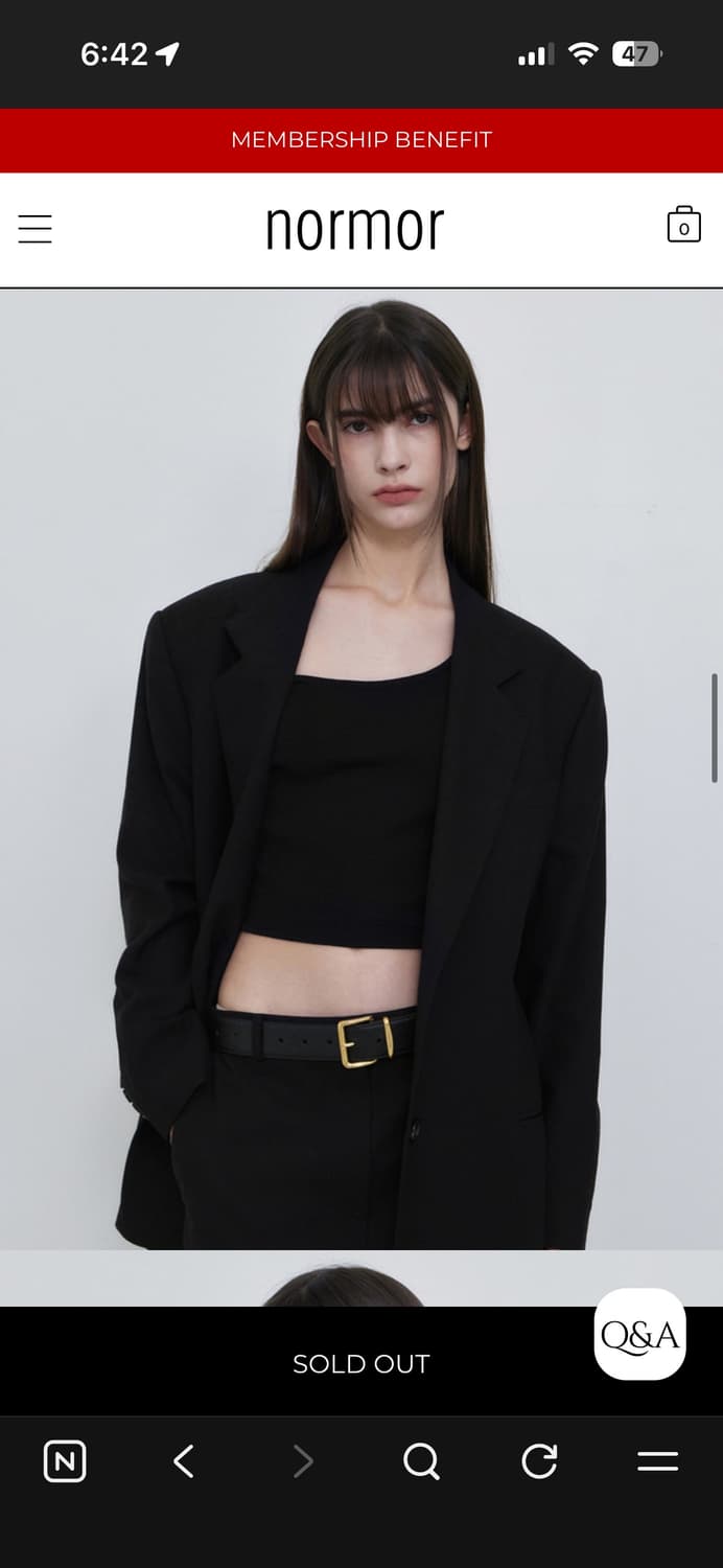 노머 normor 투버튼 자켓 블레이저 하프 코트 정장 수트 블랙 검정 상품이미지2