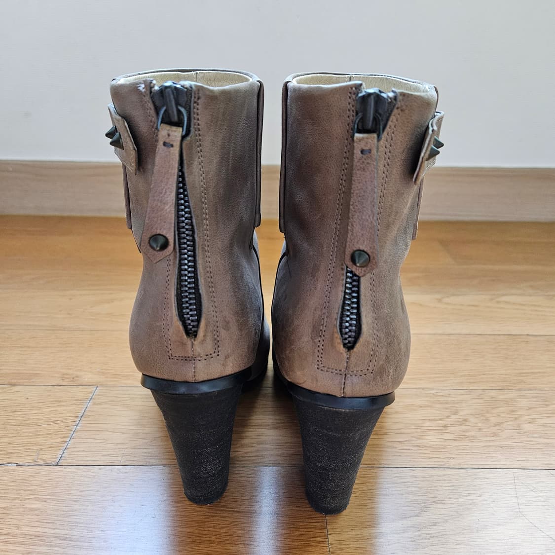 시스템 앵클 가죽 부츠 240mm 굽 9cm   상품이미지4