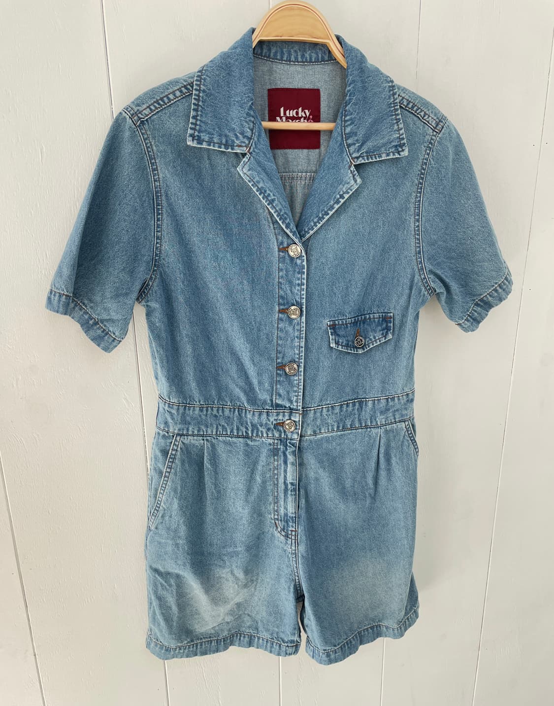 럭키마르쉐 데님 반팔 점프수트 상품이미지3