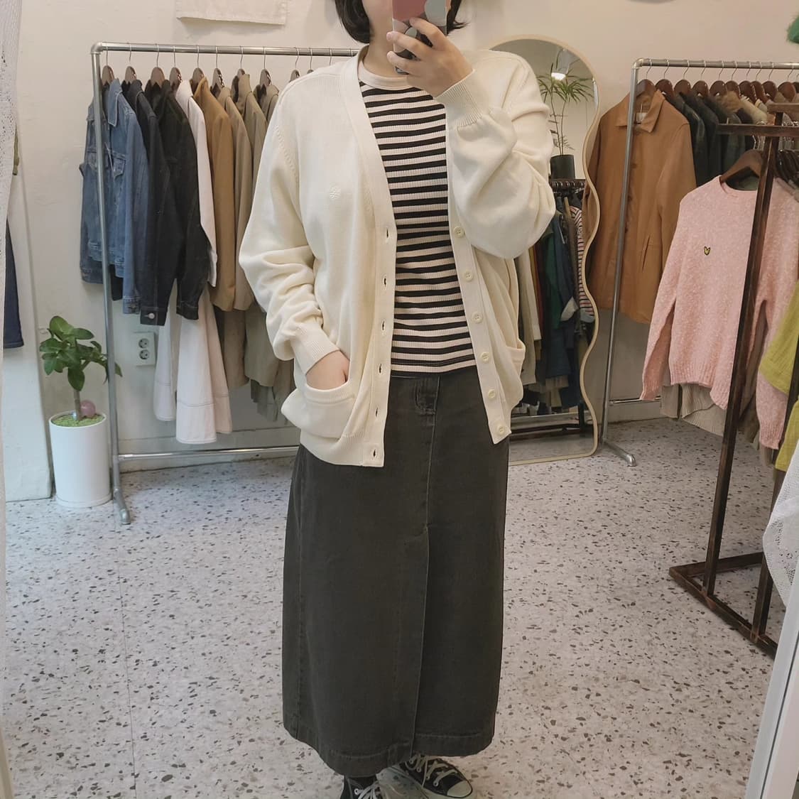 베네통 도톰 오버핏 면가디건 상품이미지8