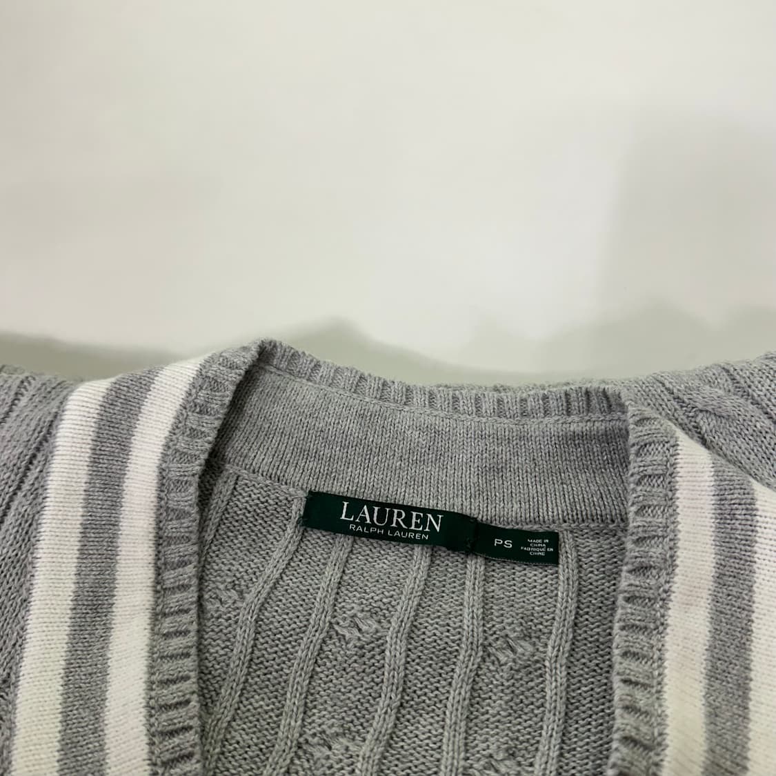 우먼S 폴로 로렌랄프로렌 그레이 브이넥 꽈배기면니트 상품이미지4
