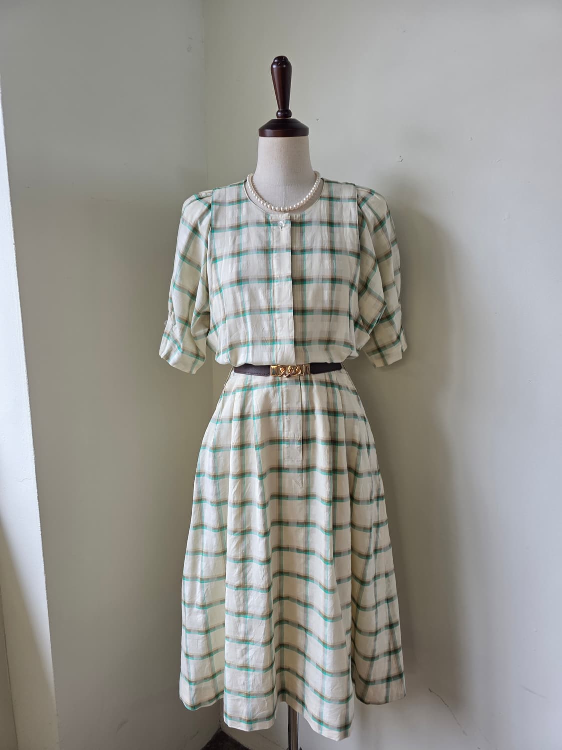 체크 반팔 원피스 상품이미지3