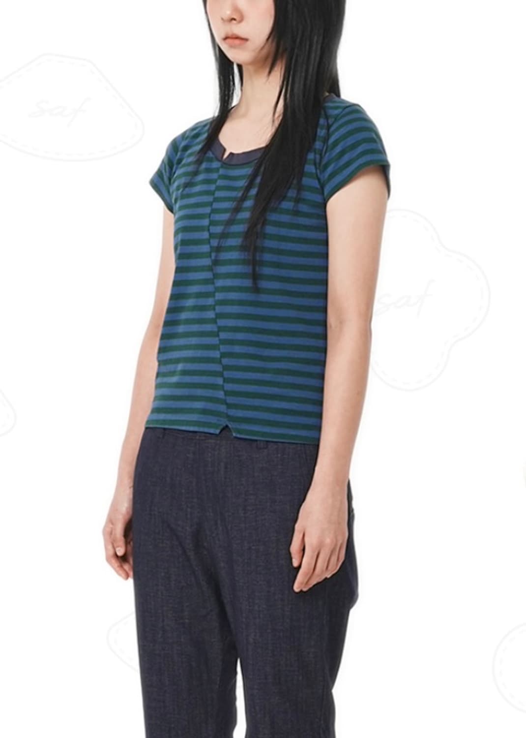 사파리스팟  1/2 Block Stripe T-shirt (Navy) 상품이미지2