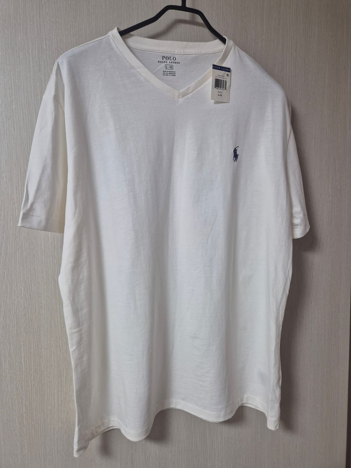 (새제품) 폴로 랄프로렌 V넥 반팔티 화이트 라지 상품이미지1