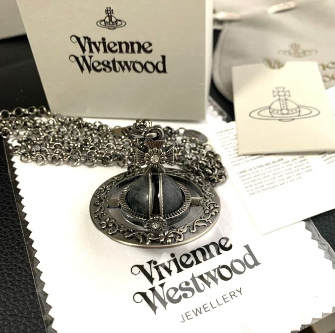 비비안웨스트우드 아카이브 엔틱 황동 그레이 원석 빅orb 팬던트 목걸이 상품이미지6