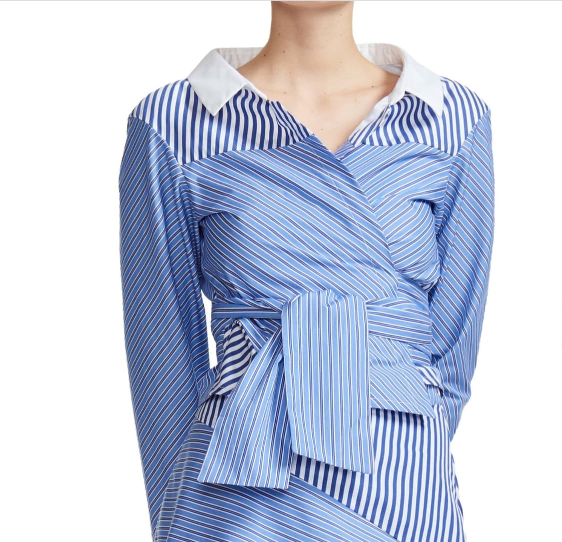 마쥬 스트라이프 랩 셔츠 블라우스 S사이즈 상품이미지1