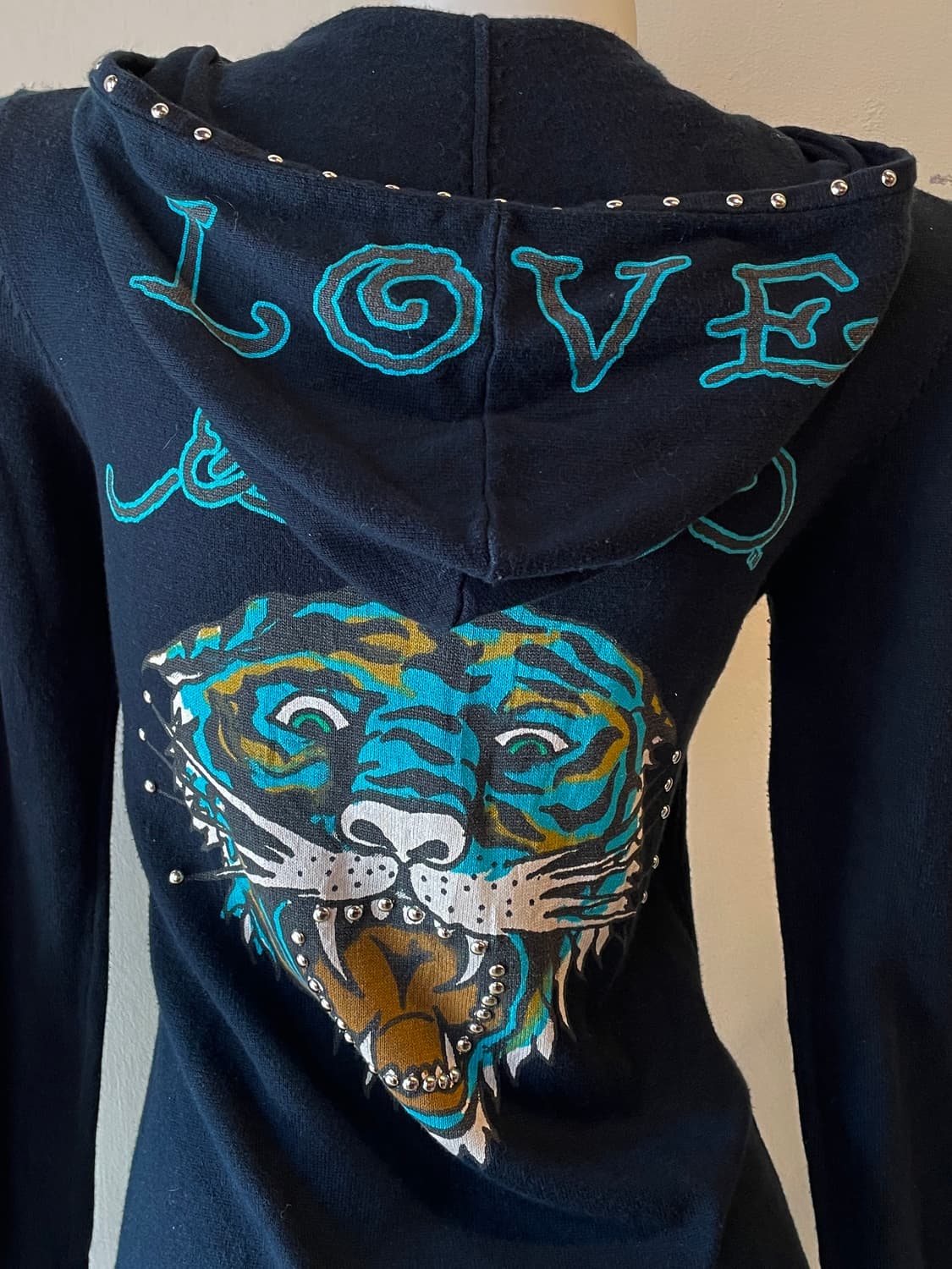 ed hardy 에드하디 호랑이 다크네이비 롱후드 집업 펑크 갸루 y2k 상품이미지5