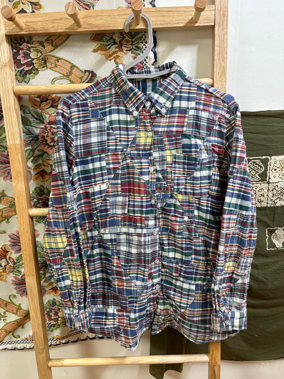 히피 패치 워크 긴팔 셔츠 상품이미지1